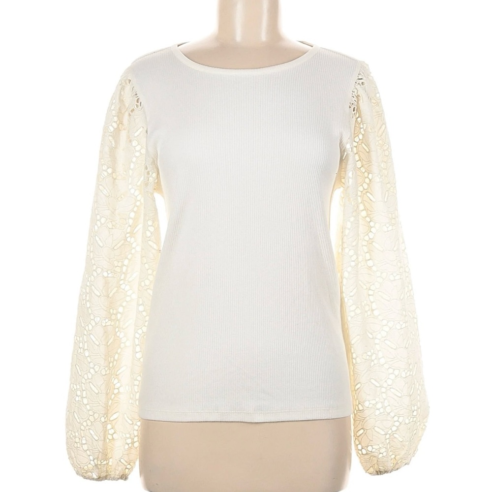 NWT J. Crew Cream Eyelet Sleeve Blouse